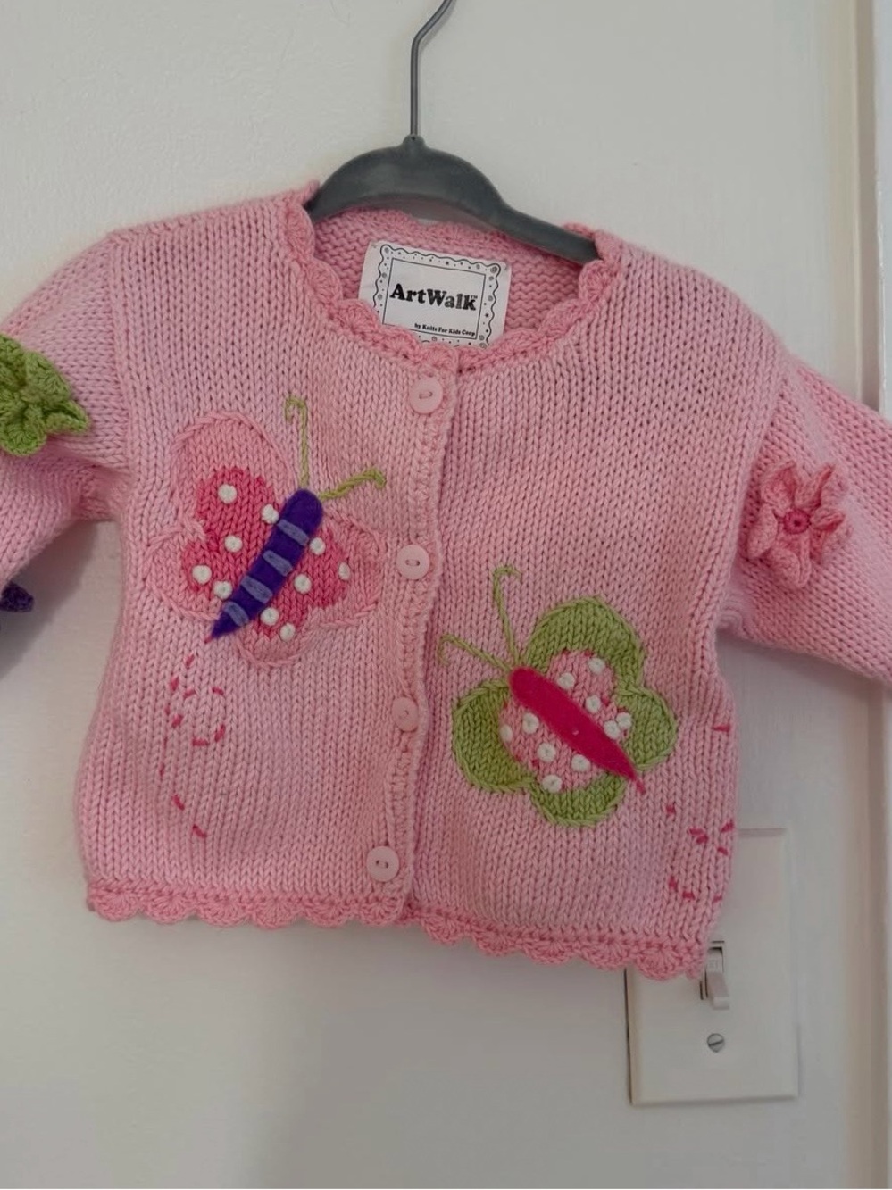 Pink Butterfly Knit Cardigan for Kids